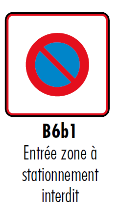 Panneau entrée d'une zone à stationnement interdit - Panneau B6b1